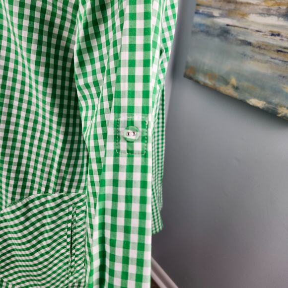 VTG Joan Rivers Green Gingham Button Top Large - Picture 4 of 12